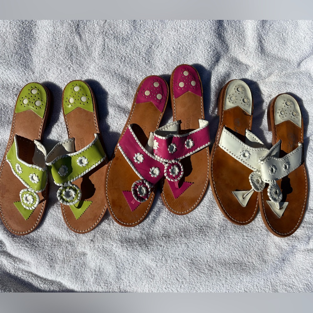 Jack Rogers and Steven Salario Women's Sandals bundle - Lime, Magenta, and White
